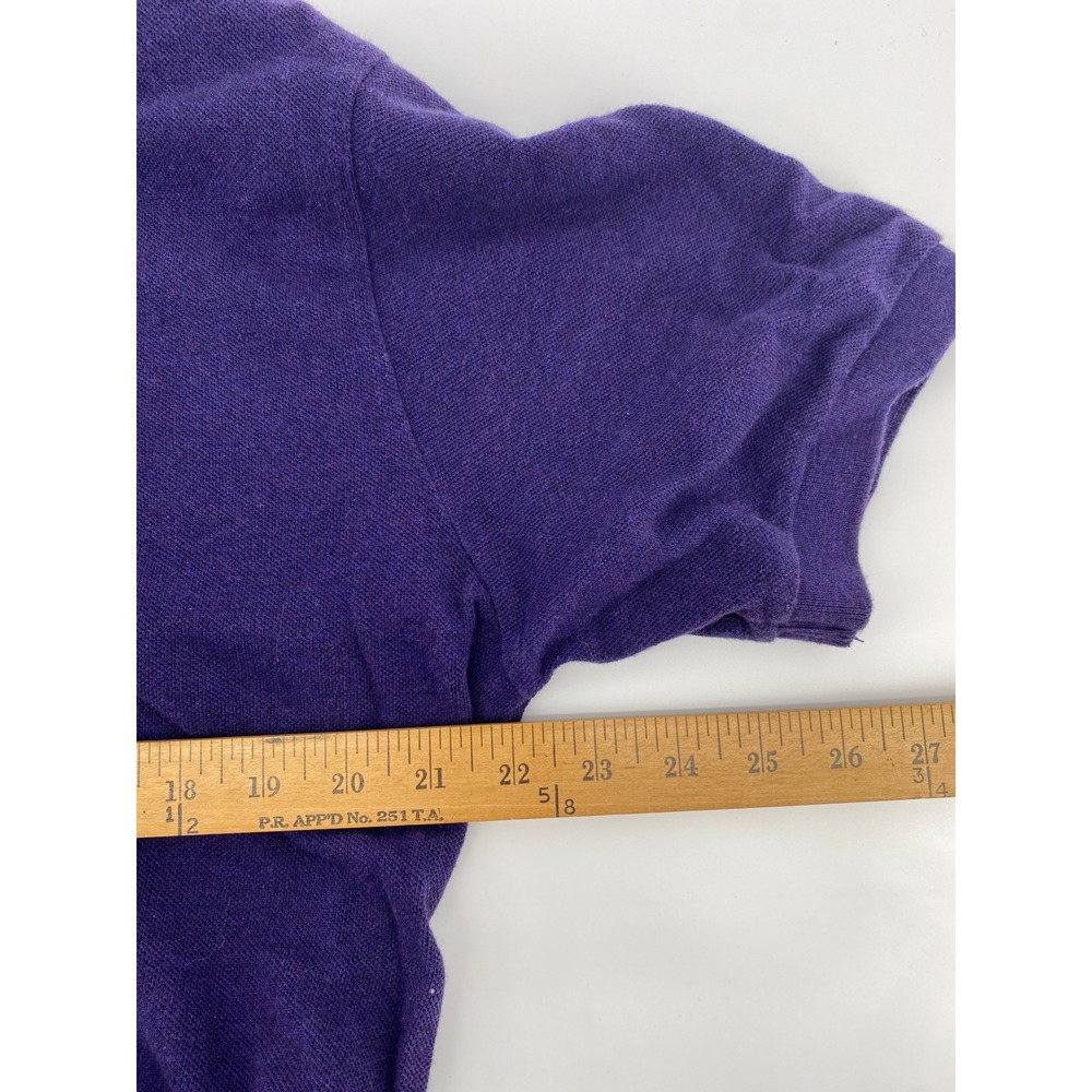 Polo Ralph Lauren Mens Purple Short Sleeve Pique Cotton Polo Large Green Pony - Picture 6 of 7